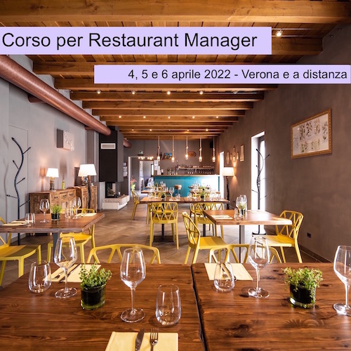 La copertina del corso per restaurant manager che si svolge ad aprile 2022 a Verona.