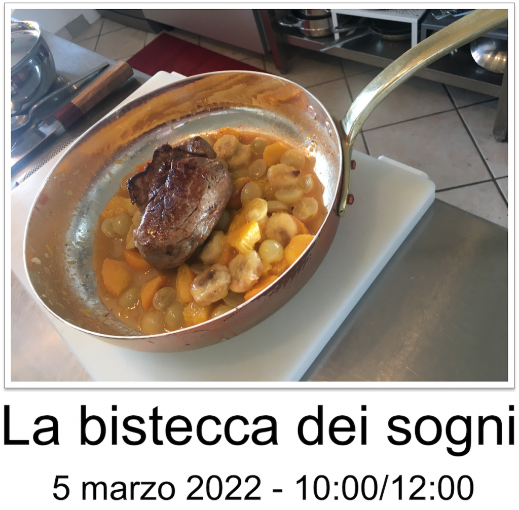 La copertina grafica del mio corso di cucina dedicato alla bistecca dei sogni.