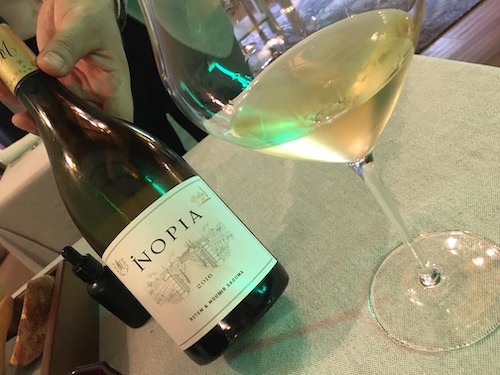Il vino Inopia, bevuto durante il mio pranzo.