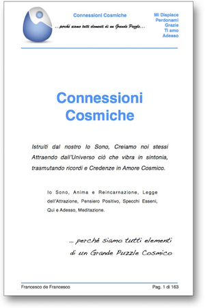 La copertina del libro Connessioni Cosmiche, scritto da Francesco de Francesco nell'aprile 2015.