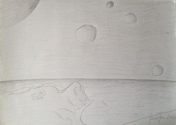 Il disegno della mia visione, di Erikoussa (o Erikousa o Merlera o Ereikoussa) in una zona dell'universo con i pianeti vicini.